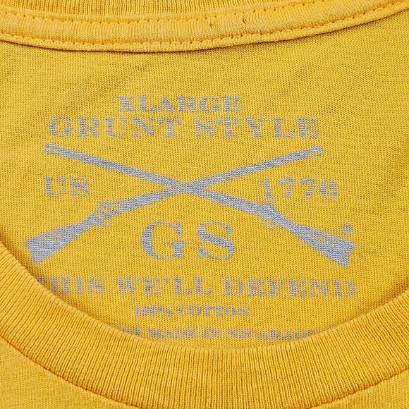 Grunt Style Shirt Don't Tread On Me Adult XL Yellow Short Sleeve Club - Picture 3 of 8